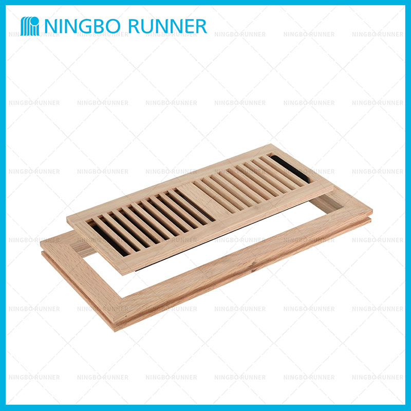 Wood Register Flushmount Floor Register with Steel Adjust...