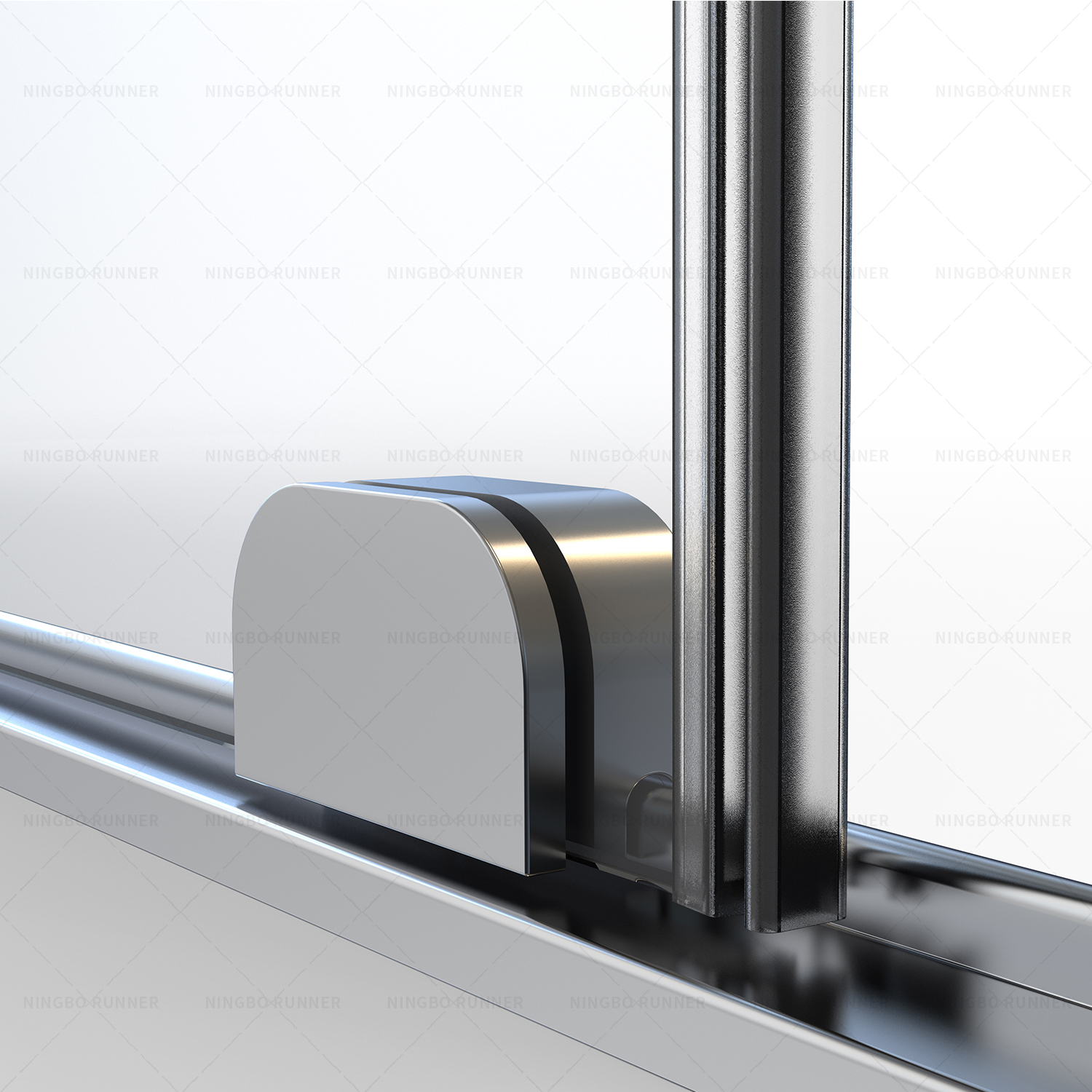 Stylish chrome shower door with slim frames aluminum slid...