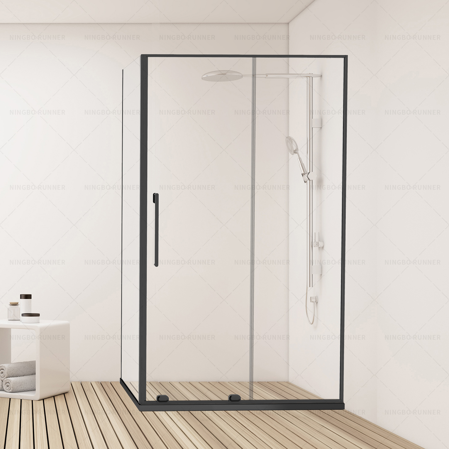Luxury black shower enclosure with slim frames aluminum s...