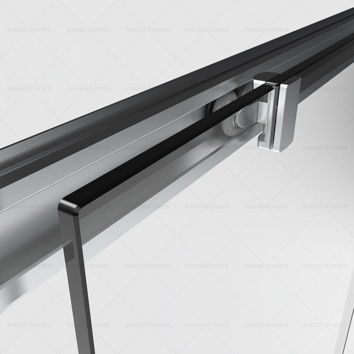 Chrome stainless steel shower enclosure sector with stain...