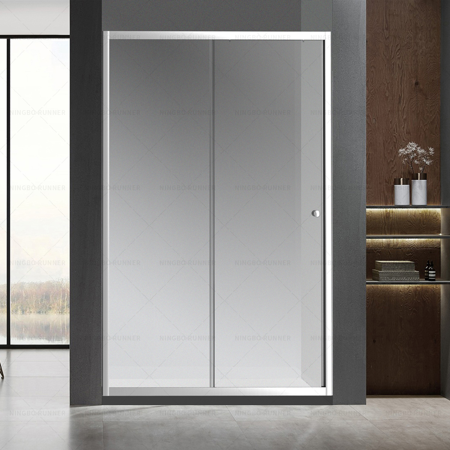 Standard niche shower door in chrome or black color with ...
