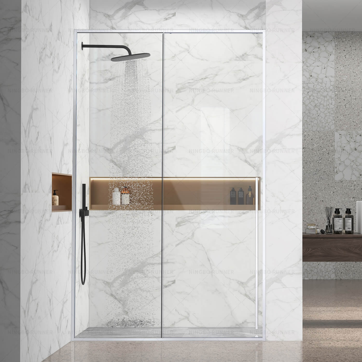 Slim framed new shower door roller sliding flat roller ea...