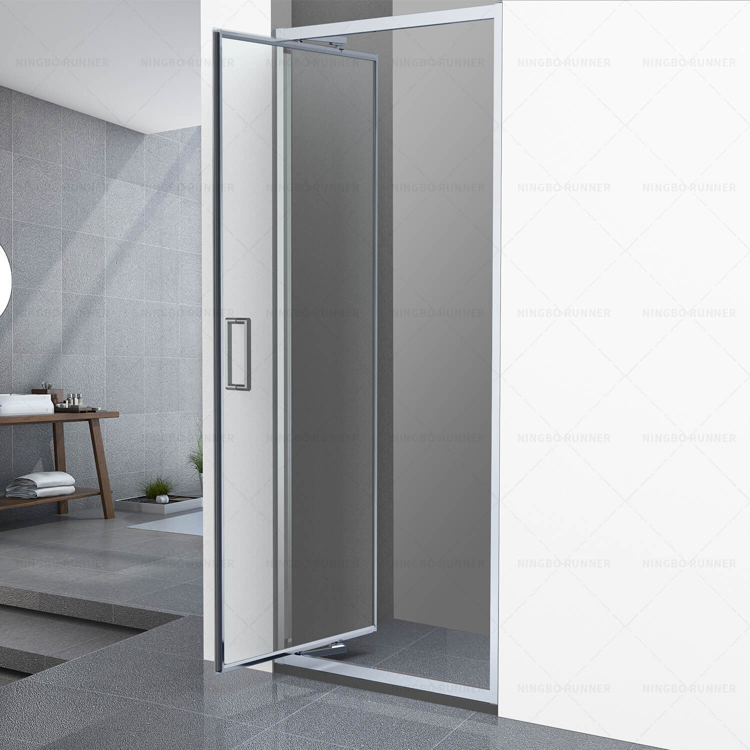 Big door opening shower door with in-fold sliding door re...
