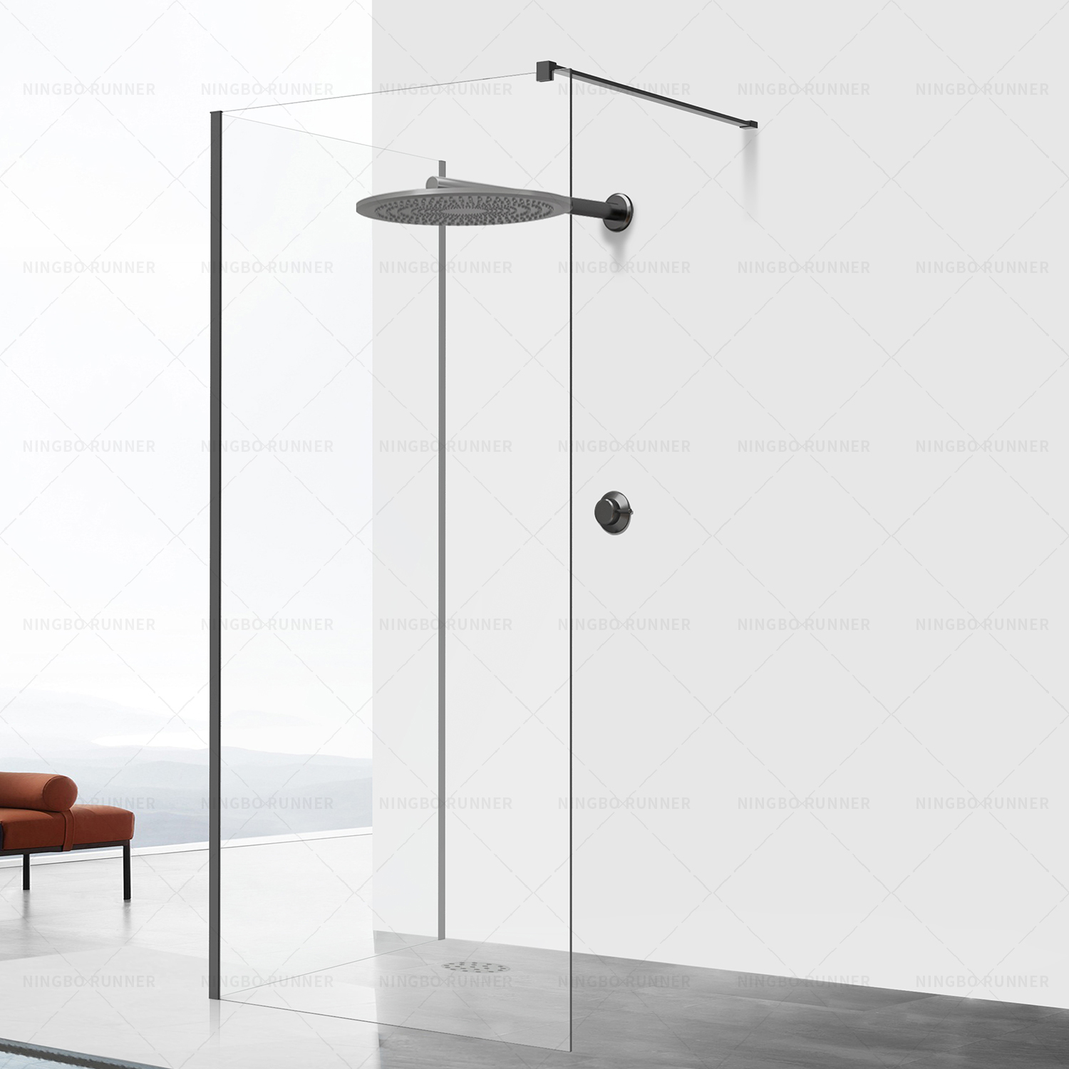 Walkin shower panel from one side for wetroom