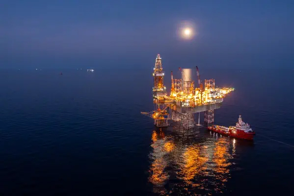 oil rig moon night
