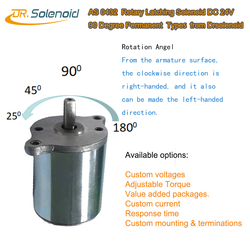 AS 0432 Rotary Latching Solenoid DC 24V 90 Degree CW CCW direction from DrSolenoid D 1
