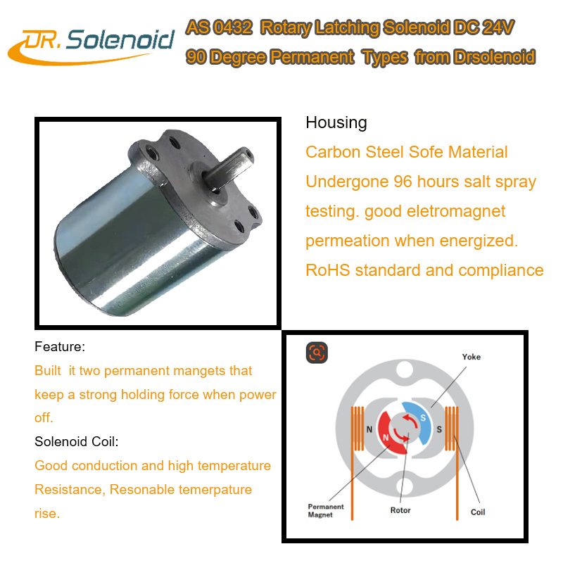 AS 0432 Rotary Latching Solenoid DC 24V 90 Degree CW CCW direction from DrSolenoid D 2