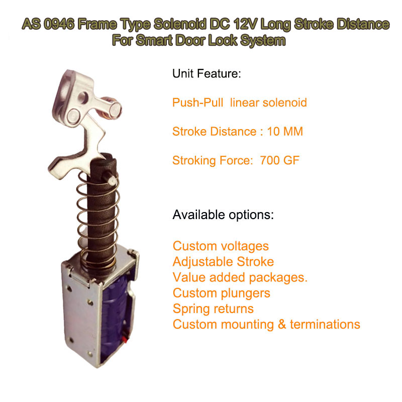 AS 0946 Frame Type Solenoid DC 12 V Long stroke Distance Para sa Smart Door Lock System 1