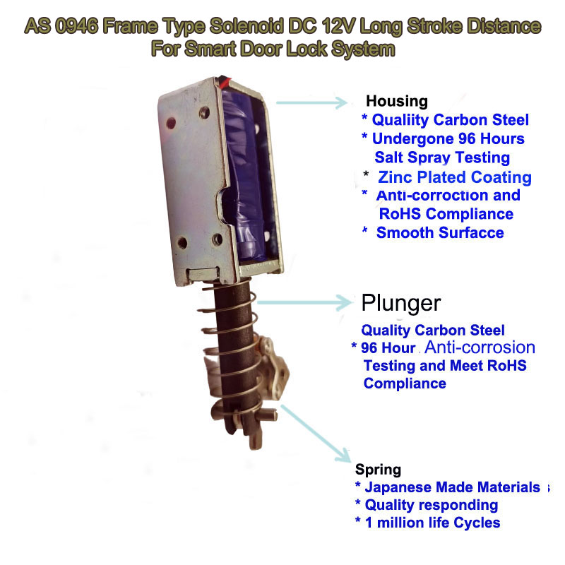 AS 0946 Frame Type Solenoid DC 12 V Long stroke Distance Para sa Smart Door Lock System 2