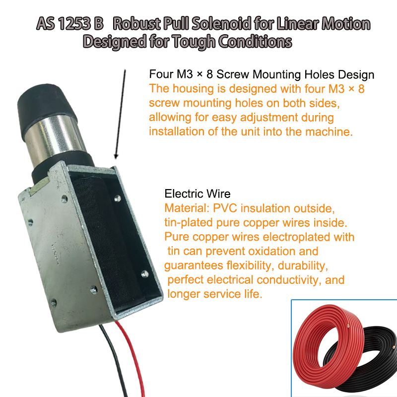 AS 1253 B Robust Pull Solenoid for Linear Motion Designed for Tough Conditions