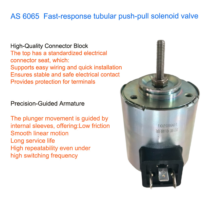 AS 6065 Fast-response tubular push-pull solenoid valve