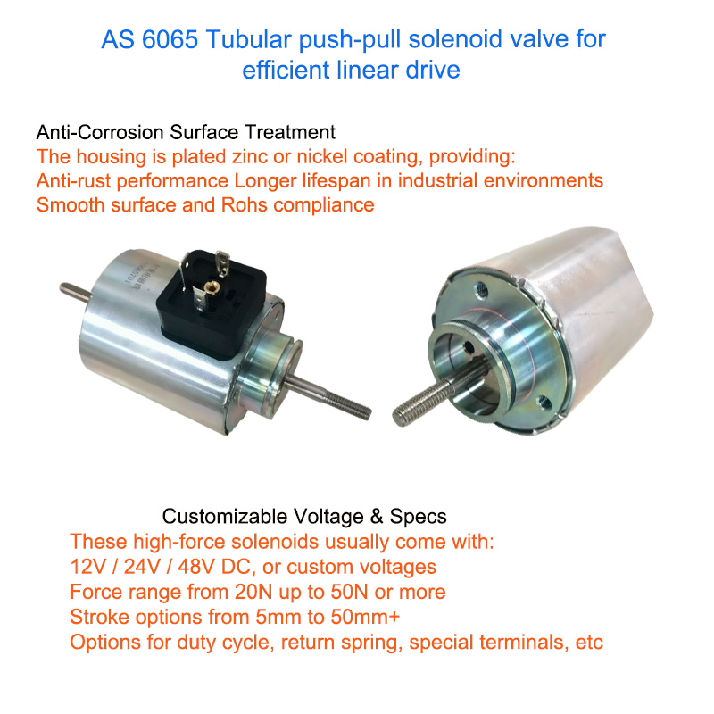 AS 6065 Tubular push-pull solenoid valve for efficient linear drive