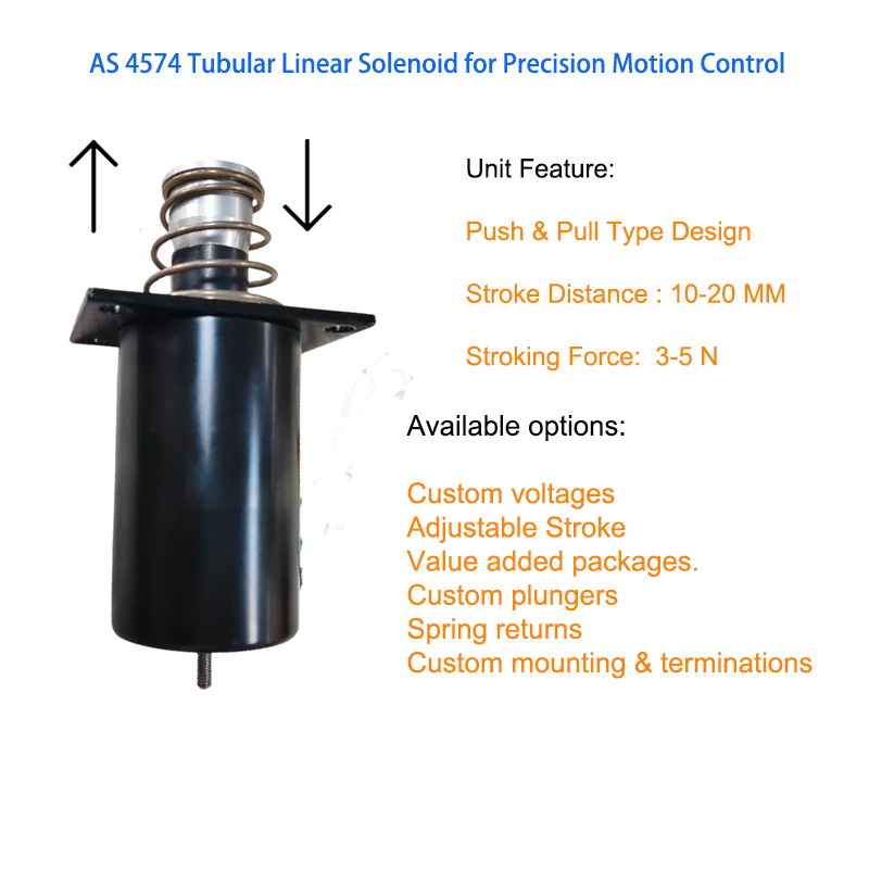 1 AS 4574 Tubular Linear Solenoid for Precision Motion Control