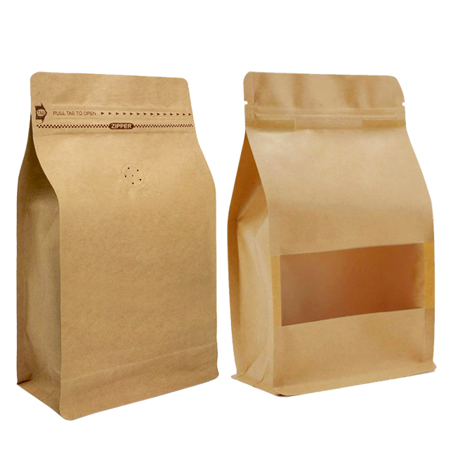 Large Capacity Eco Packaging Kraft Paper Bag Nuts Greaseproof Stand Up Pouch Wholesale Cheap