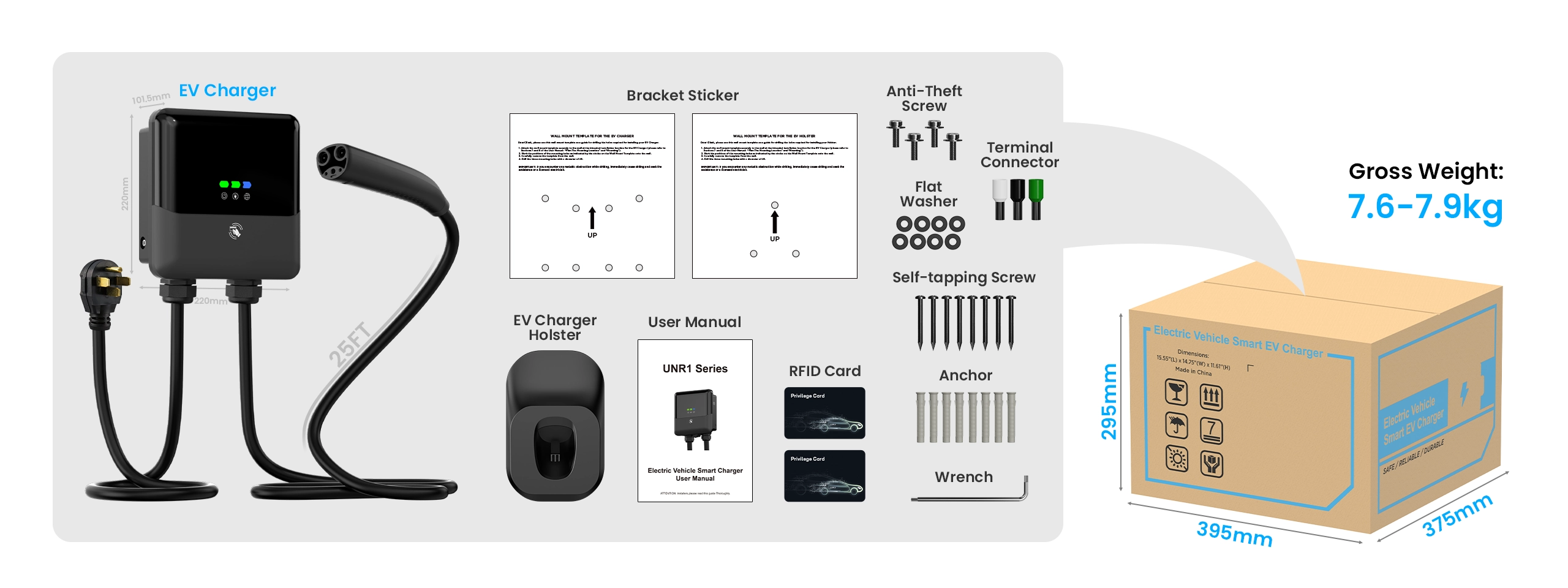 UNR1 ev charger -NACS packing list