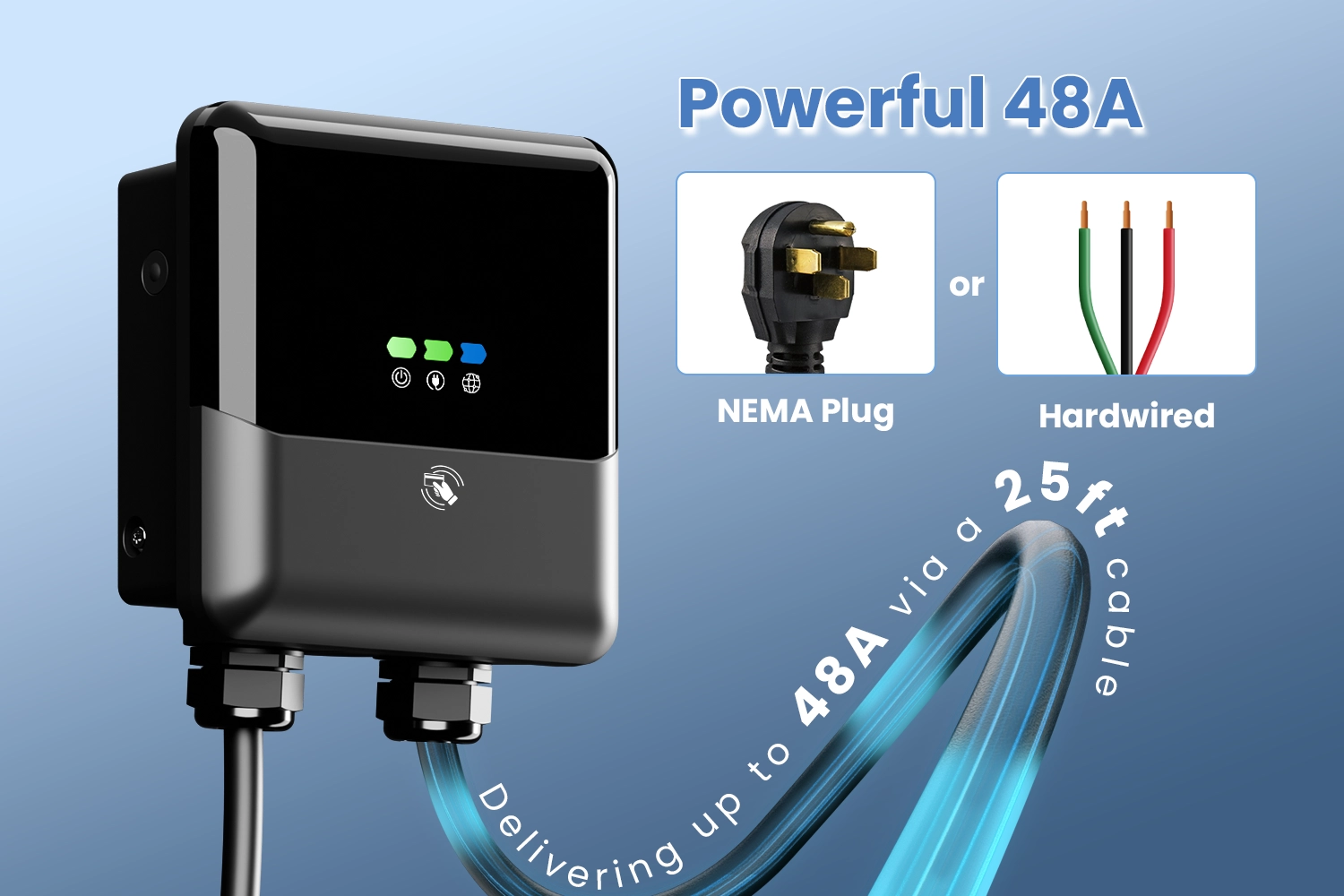 UNR1 ev charger - selling point 1 powerful 48A