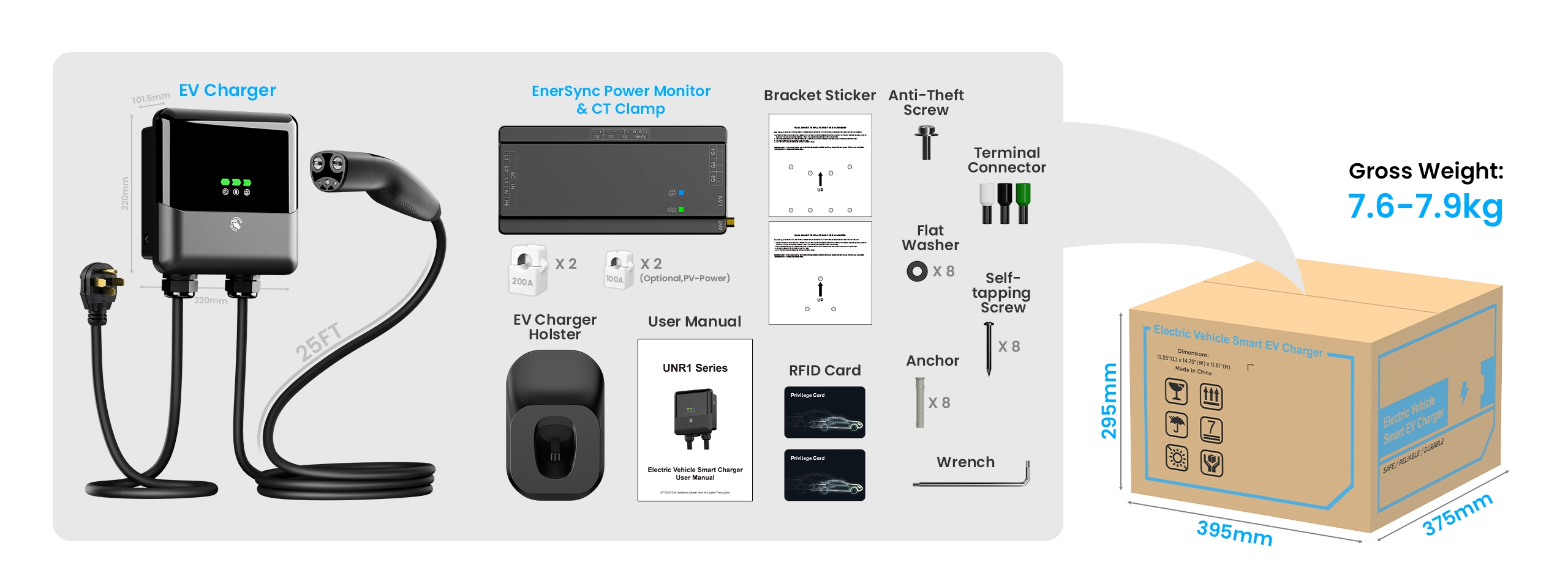 UNR1Pro ev charger -NACS packing list
