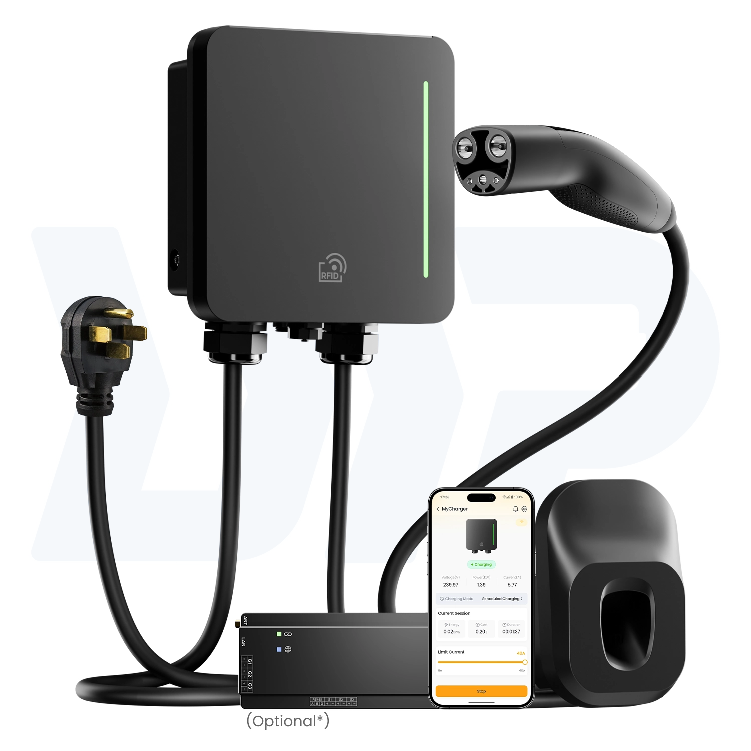 UR3N NACS EV Charger with Hardwire input, APP and holster