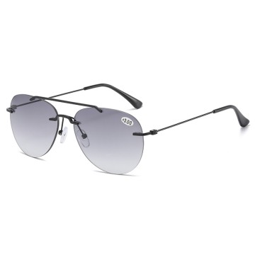 Retro Rimless Gradient Sunglasses Reading Glasses Presbyopia Sun Glasses Men Enlarge Reader Spectacles Outdoor Fishing
