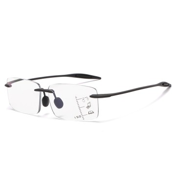Rimless Progressive Multifocal Reading Glasses Presbyopic Eyewear Blue Light FilterProtection Metal Eyeglasses