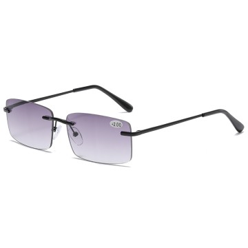 Reading Sunglasses for Women Men with Full Lens Readers - 2 IN 1 Tinted Outdoor Rimless Reading Glasses UV Sun Eyeglasses