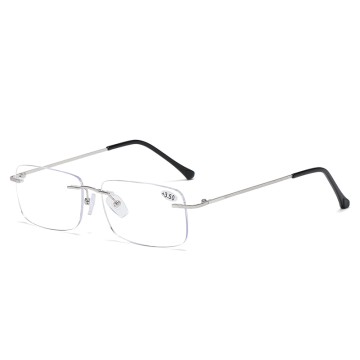 Rimless Bifocal Reading Glasses for Men Woman, Blue Light Blocking Computer Readers,Anti UV Ray/Eye Strain/Glare