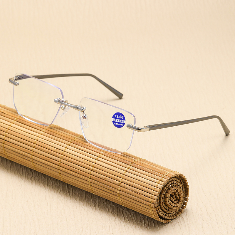 Rimless Reading Glasses Men With Blue Light Filter, 1.5 Blue Light Blocking Reading Glasses Metal Readers