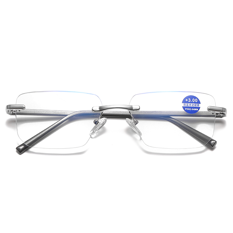 Rimless Reading Glasses Men With Blue Light Filter, 1.5 Blue Light Blocking Reading Glasses Metal Readers