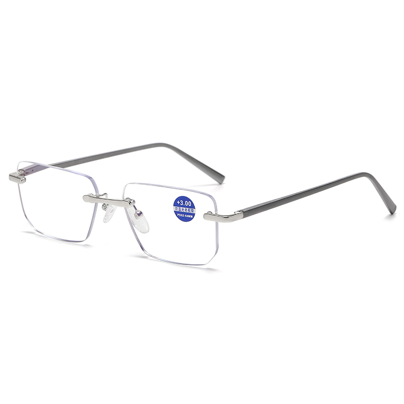 Rimless Reading Glasses Men With Blue Light Filter, 1.5 Blue Light Blocking Reading Glasses Metal Readers
