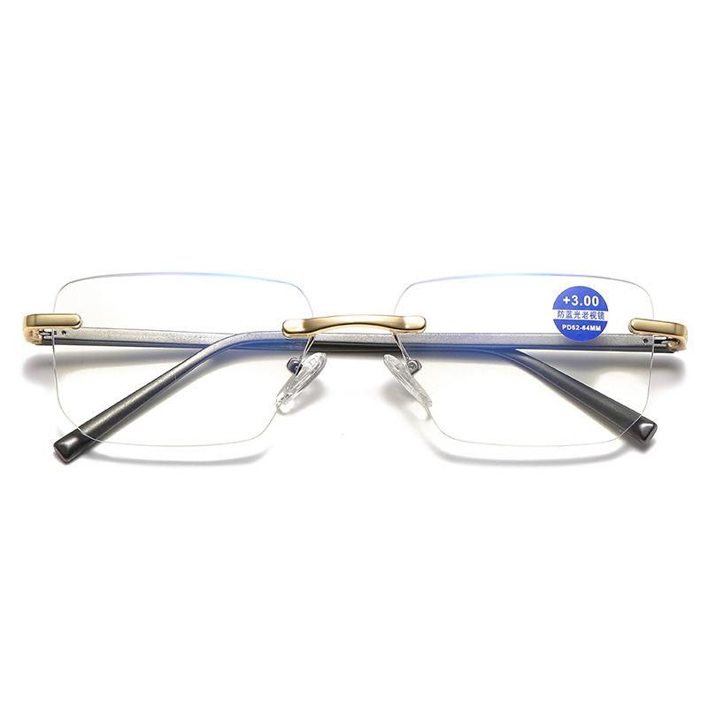 Rimless Reading Glasses Men With Blue Light Filter, 1.5 Blue Light Blocking Reading Glasses Metal Readers