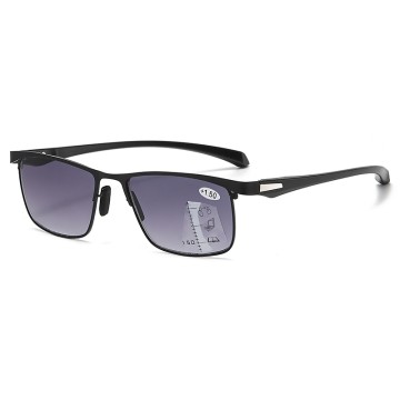 TR90 Half Rim Rectangle Multi Focus Progressive Reading Sunglasses for Men Women Readers. Trifocal Sun Readers Blue Light Blocking Glasses.