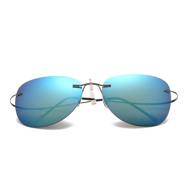 Ultralight Rimless Polarized Sunglasses for Men Women Vintage Colorful Fashion Shades