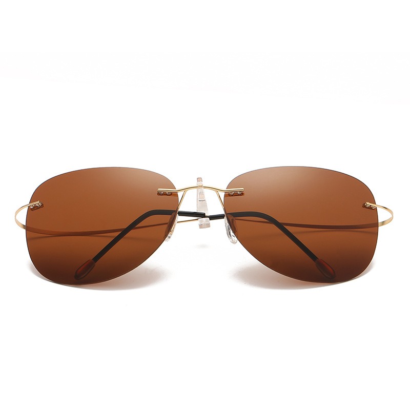 Ultralight Rimless Polarized Sunglasses for Men Women Vintage Colorful Fashion Shades