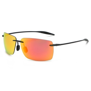 Wholesale TR90 rimless men's ultralight polarized sunglasses Black frame fishing driving sun glasses shades sunglasses