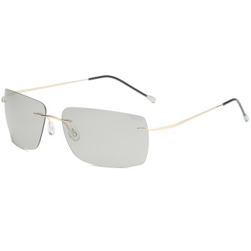 Rimless Polarized Photochromic Sunglasses for Men - UV Protection and Lightweight Sun Glasses for Driving Fishing