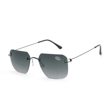 Bifocal Reading Sunglasses Cut Edge Frameless Square Sun Readers Outdoor Reading Glasses UV400 Protection +2.5