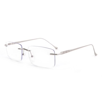 Frameless Photochromic Glasses Non Prescription for Women Men,Rimless Readers Blue Light Metal Classic Computer Eyeglasses Anti Eyestrain