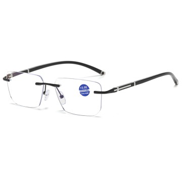 Computer Reading Glasses, Reduce Eyestrain Rimless Frame Progressive Glasses ,Presbyopia Reading Glasses Anti blue Light