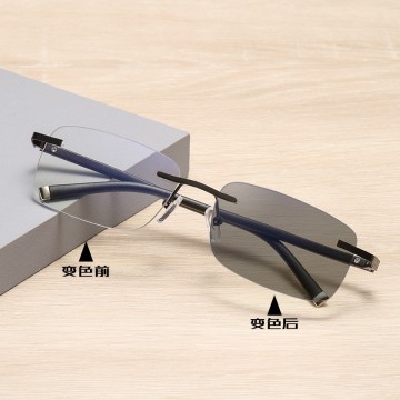 Frameless TR90 photochromic anti blue light glasses prescription glasses optical frames unisex multifocal reading glasses