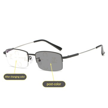 Square frame flexible arm reading glasses progressive photochromic lens blue anti light glasses for men reading glasses with prescription