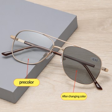Wholesale price OEM custom fashion style men women anti blue light progressive reading glasses with photochromic multifocal lens