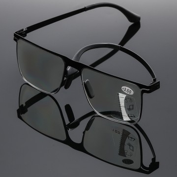 Factory custom made high quality photochromic anti blue light progressive multifocus reading glasses for men square glasses