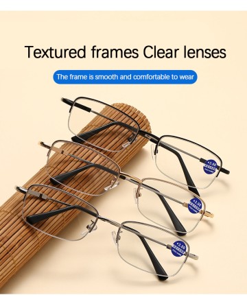 New Business Men Half Frame Reading Glasses Anti Blue Light Blocking Computer Glasses Photochromic Optics Reading Glasses