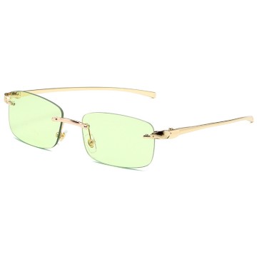 New Designer Gold metal Frame UV400 Frameless Sunglasses Wholesale Rectangle Rimless Sunglasses For Women