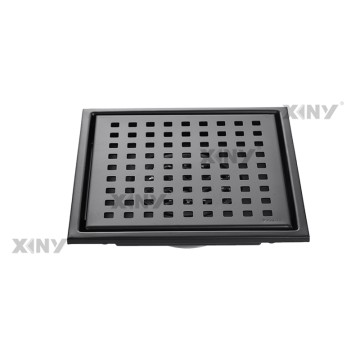 Square Bathroom Shower Floor Drain With Hole Matte Grey Brush