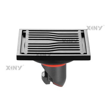 Square Bathroom Shower Floor Drain With Titanium Black Grey Silver Color