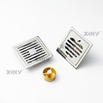 Square Brass water outlet core Bathroom Shower Floor Drain With Polished Color