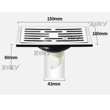 4" X 6" Rectangular Shower Drain SS Floor Drain For Bathroom Kitchen Garage