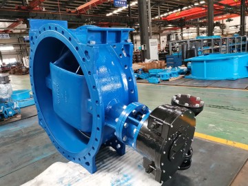 DN1400 worm gear ductile iron flange double offset butterfly valve