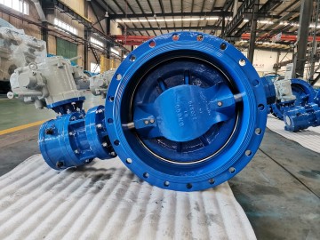 DN600 electric actuated  ductile iron flange double eccentric butterfly valve